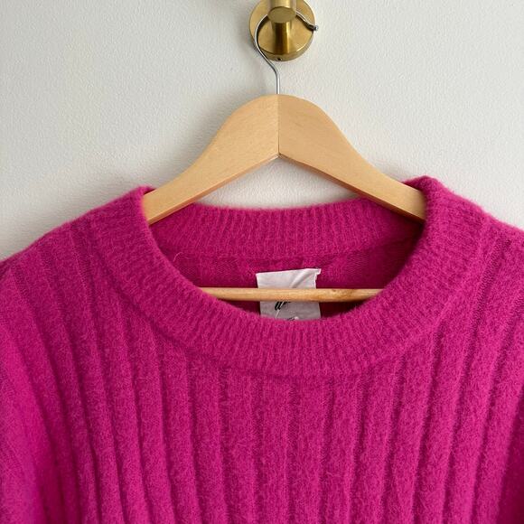 Aerie Soft Buttercream Cosmic Pink Oversized Crew Ribbed Knit Pullover Sweater - Picture 5 of 12